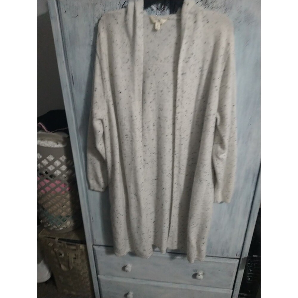 Terra & Sky Long Open Hooded Sweater Cardigan Cream 0X - Picture 7 of 12